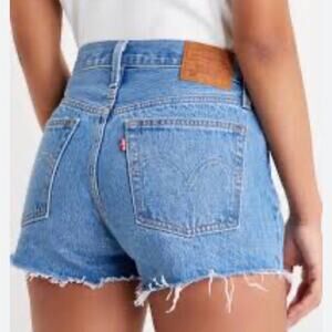 NEW LEVI’S 501 ORIGINAL DENIM BLUE JEAN CUT OFF RAW HEM SHORTS 100% COTTON 30